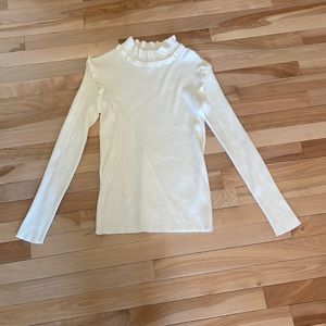 sweater ruffle white cream